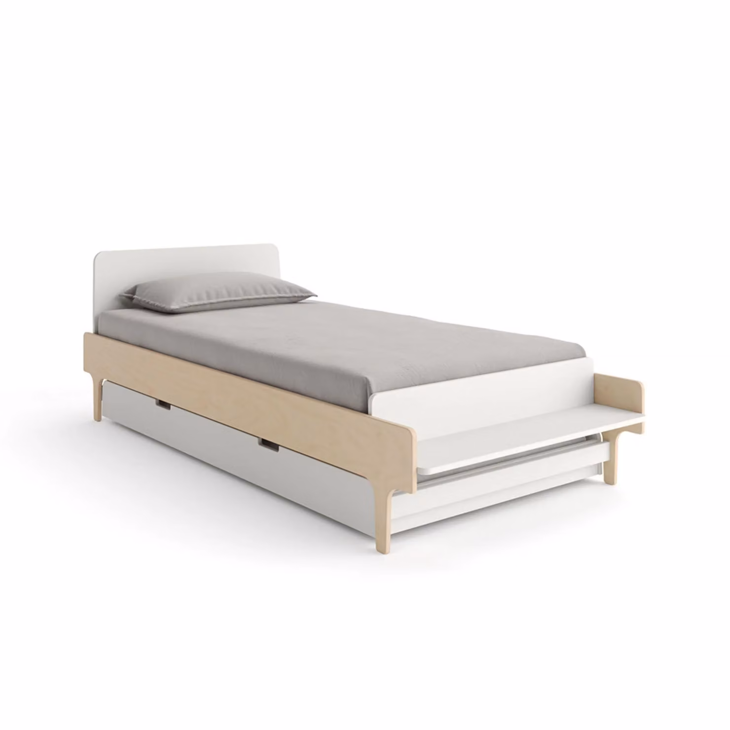 Oeuf NYC River Single Bed in White and Birch with Drawers – 3