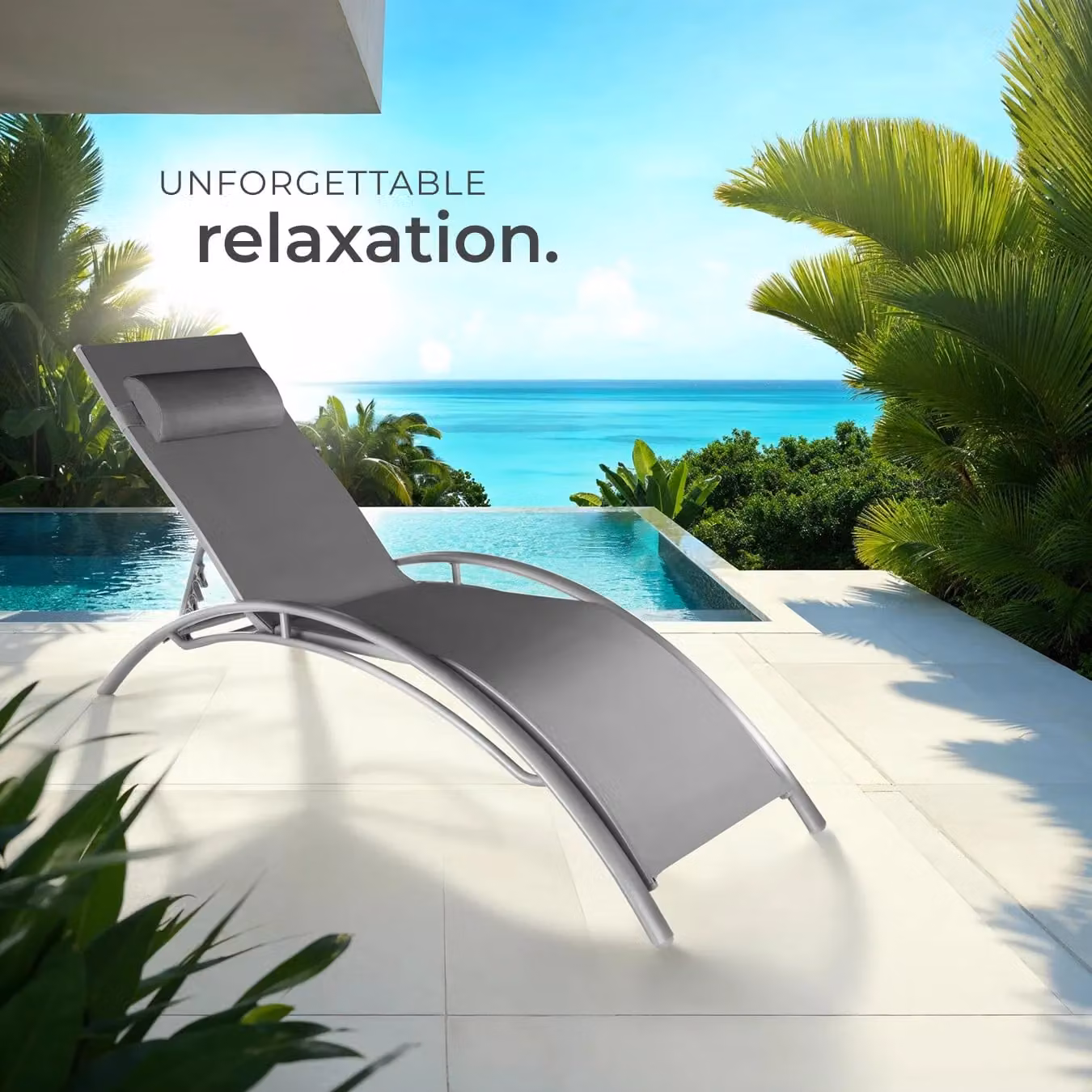 tectake Alina Sun Lounger Set of 2 in Grey with Powder Coated Aluminium Frame and Textilene Fabric – 7