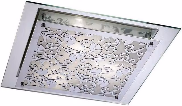 Netlighting Roveta 3-Light Flush Ceiling and Wall Lamp in Polished Chrome and Grey with E27 Glass Panels