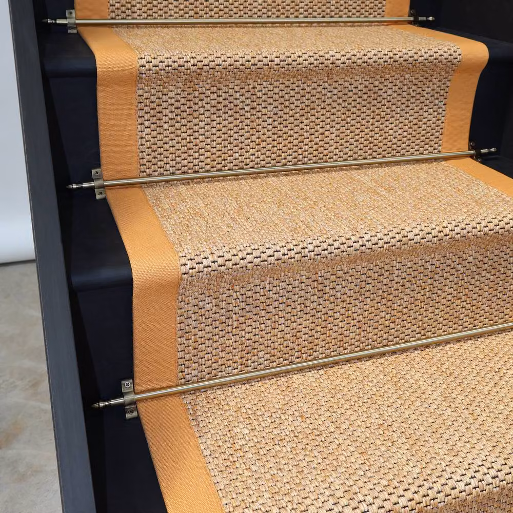 RainbowHome Marlowe Stair Runner in Brown and Beige with 100% Cotton Butterscotch Border, W: 65 cm, L: 700 cm – 2