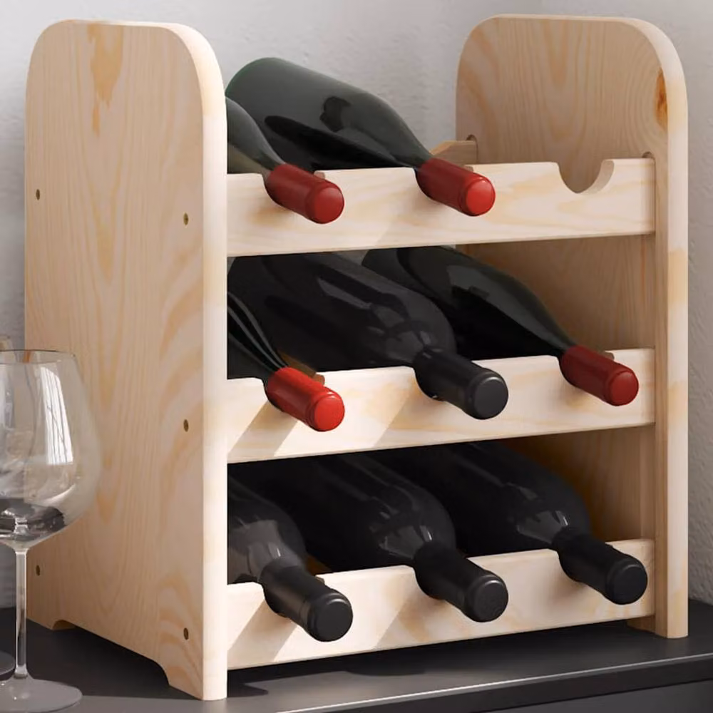 Berkfield Home Beautiful Solid Pine Wine Rack in Light Brown, W/D/H: 33 x 25 x 37 cm – 2