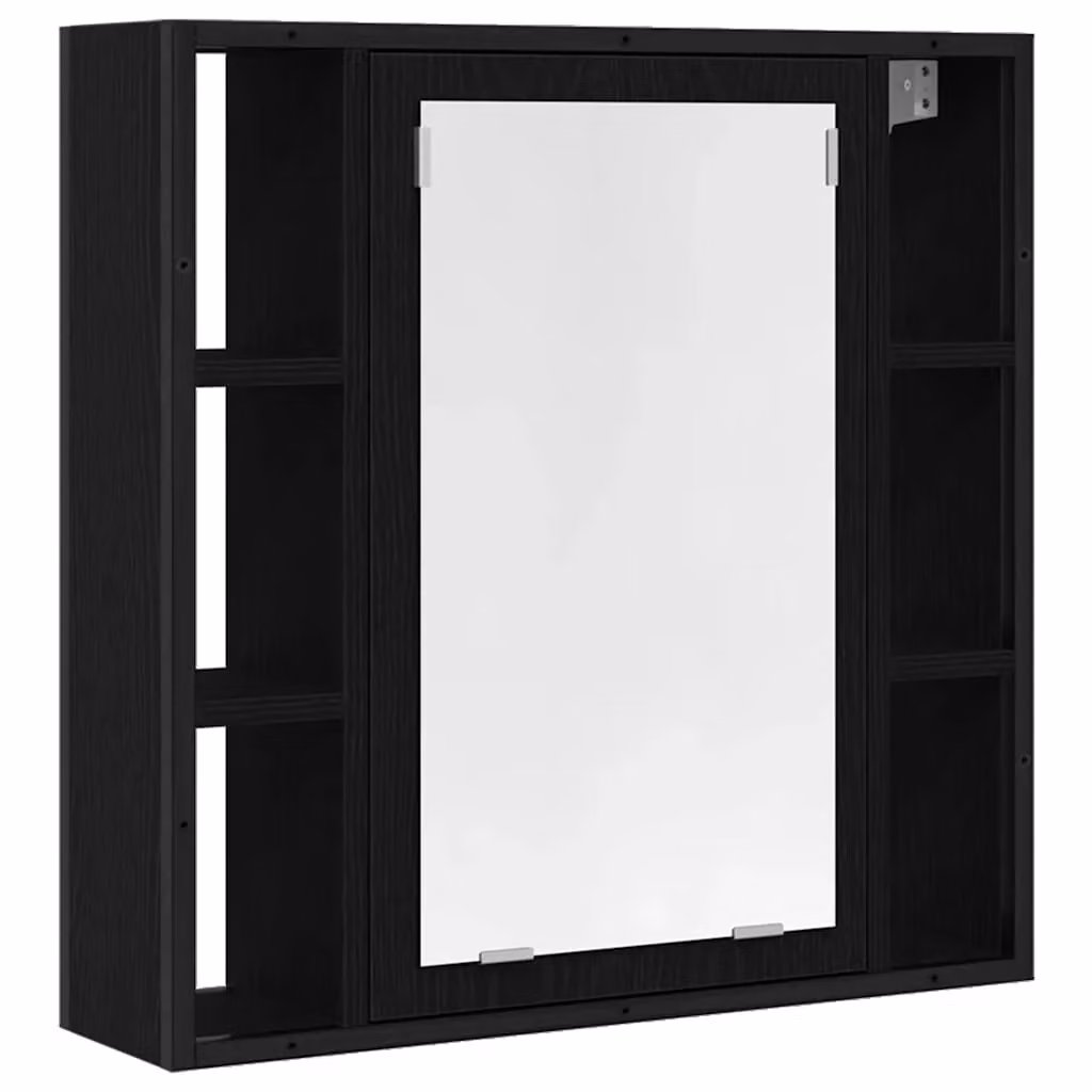 Berkfield Home Black Oak Bathroom Mirror Cabinet, W/D/H: 60 x 16 x 60 cm – 2