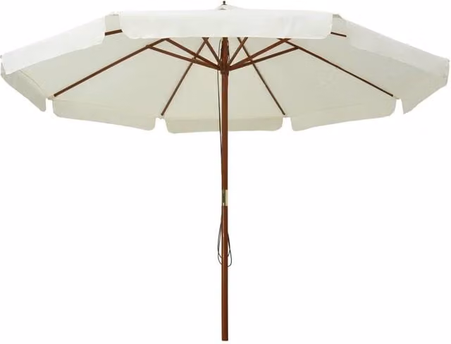Berkfield Home Outdoor Parasol with Wooden Pole, Sand White, Diameter: 330 cm