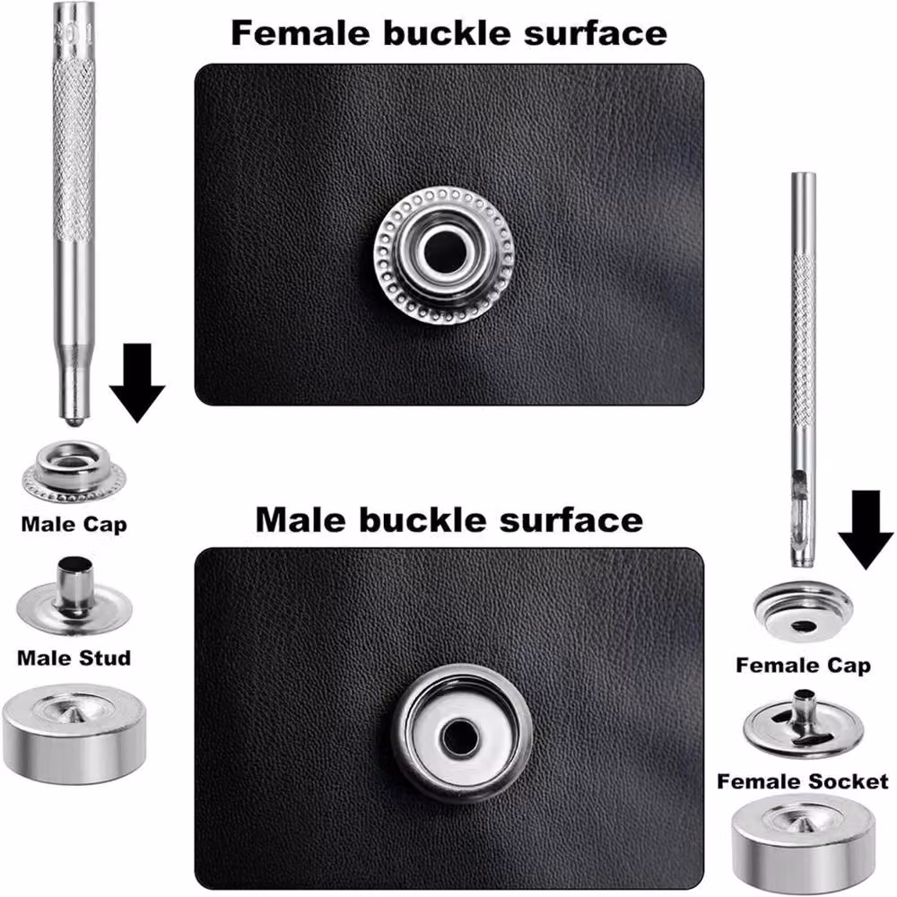 VOGREX 260-Piece Heavy Duty Stainless Steel Snap Fastener Kit with Tool in Silver – 4