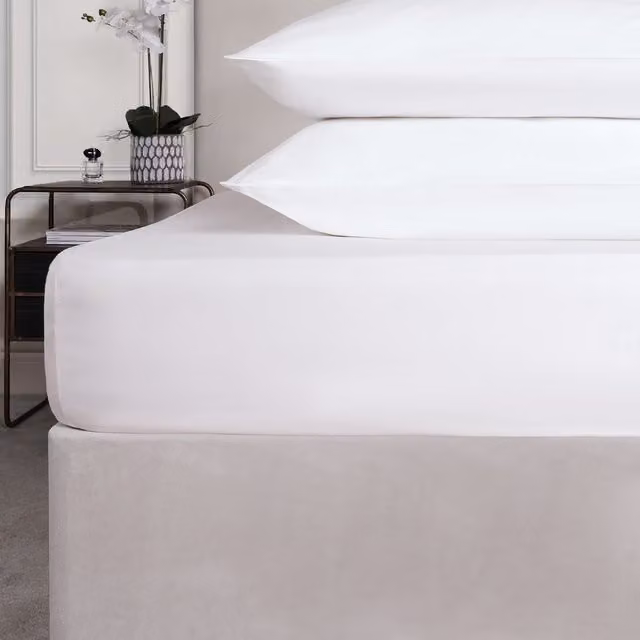 Highams 400 Thread Count Soft Cotton Luxury Fitted Bed Sheet, White, W/D/H: 90 x 190 cm