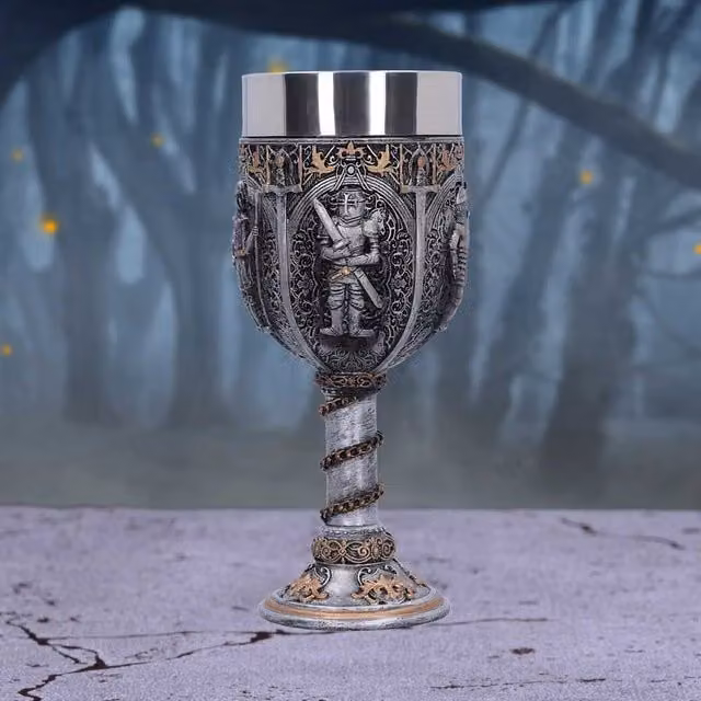 Nemesis Now Medieval Knight Goblet in Gold and Silver Stainless Steel, Height: 17.5 cm