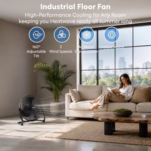 Air Pro 20 inch Black Metal Floor Fan – 2