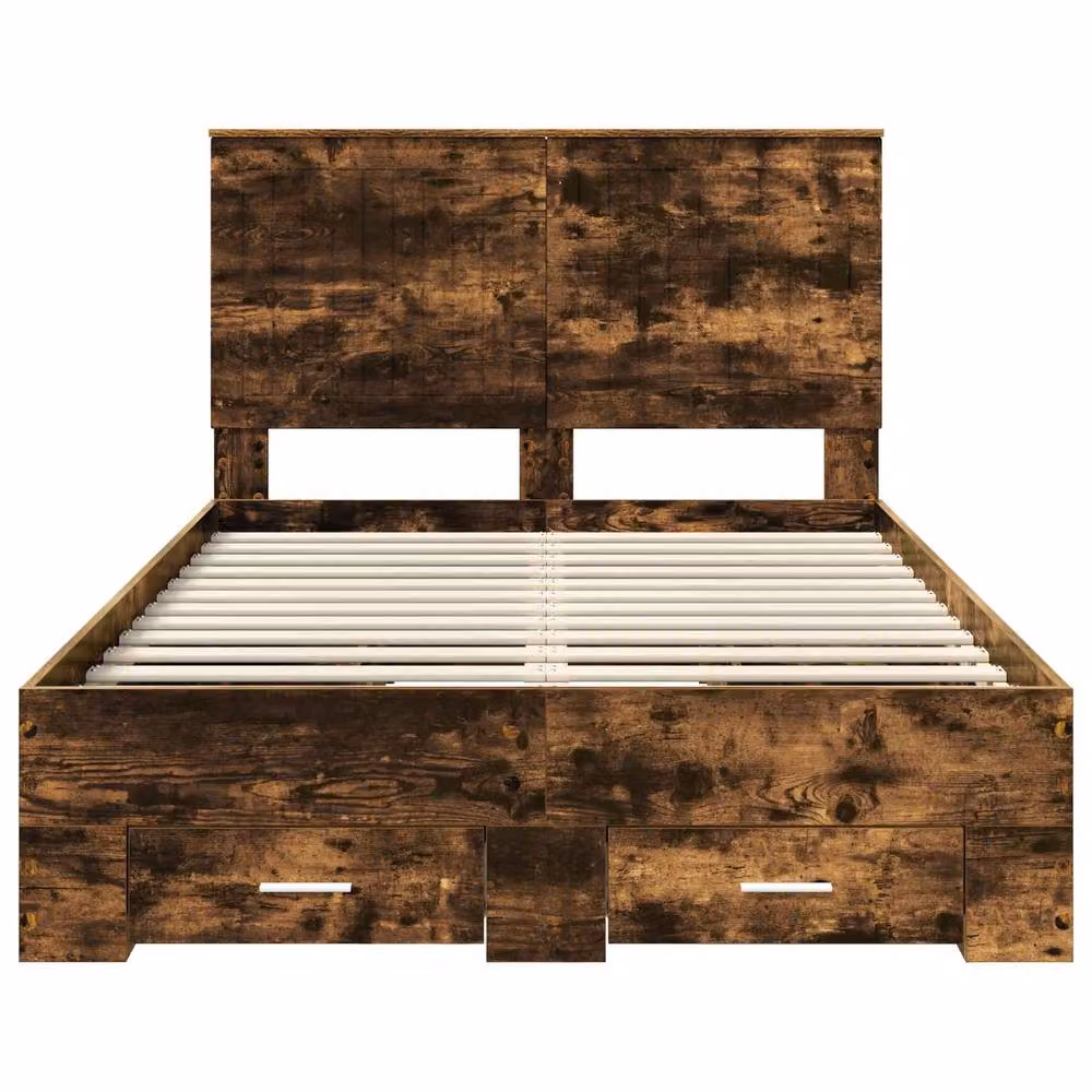 Berkfield Home Modern Bed Frame with Drawers in Smoked Oak Brown, W/D/H: 120 x 200 cm – 4