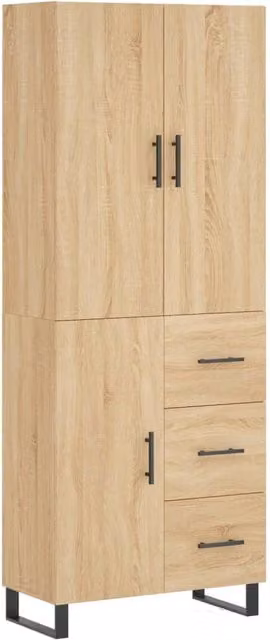Berkfield Home Sonoma Oak Highboard in Brown, W/D/H: 69.5 x 34 x 180 cm – 1