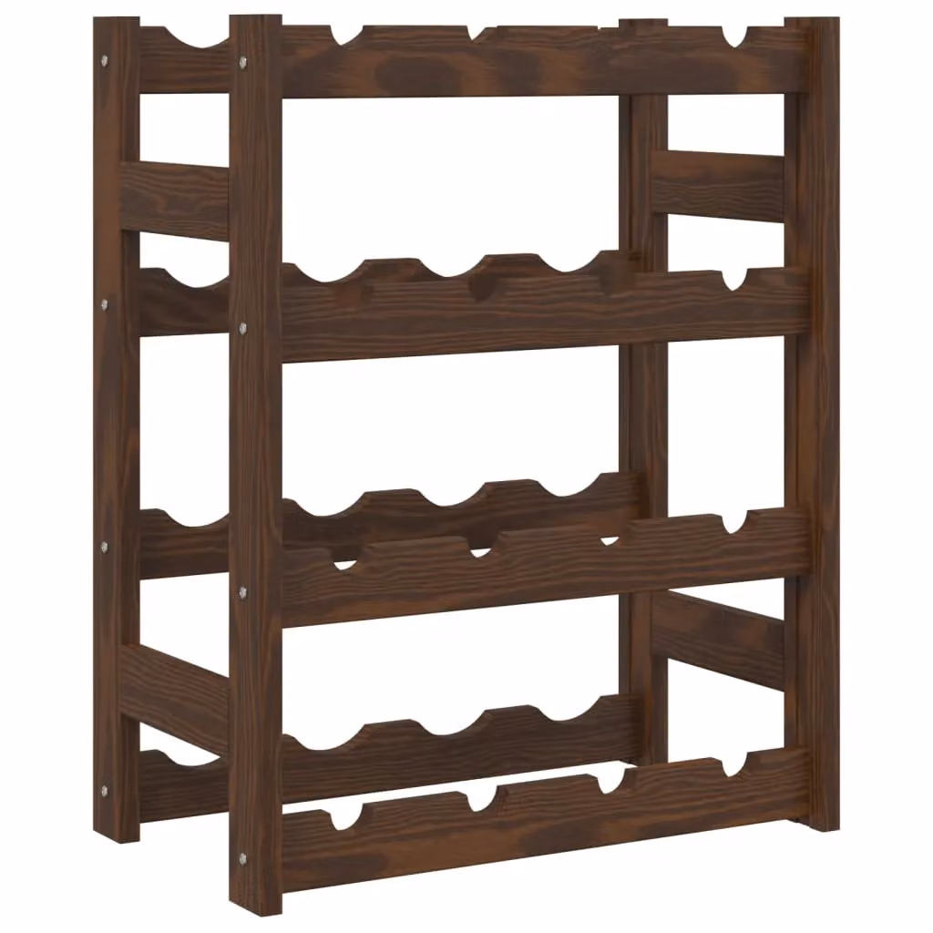 Berkfield Home Rustic Brown Solid Pine Wall Mounted Wine Rack for 16 Bottles – 2