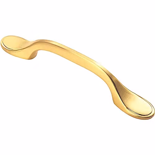 Loops 128mm Shaker Style Cabinet Pull Handle in Brushed Brass with 76mm Fixing Centres