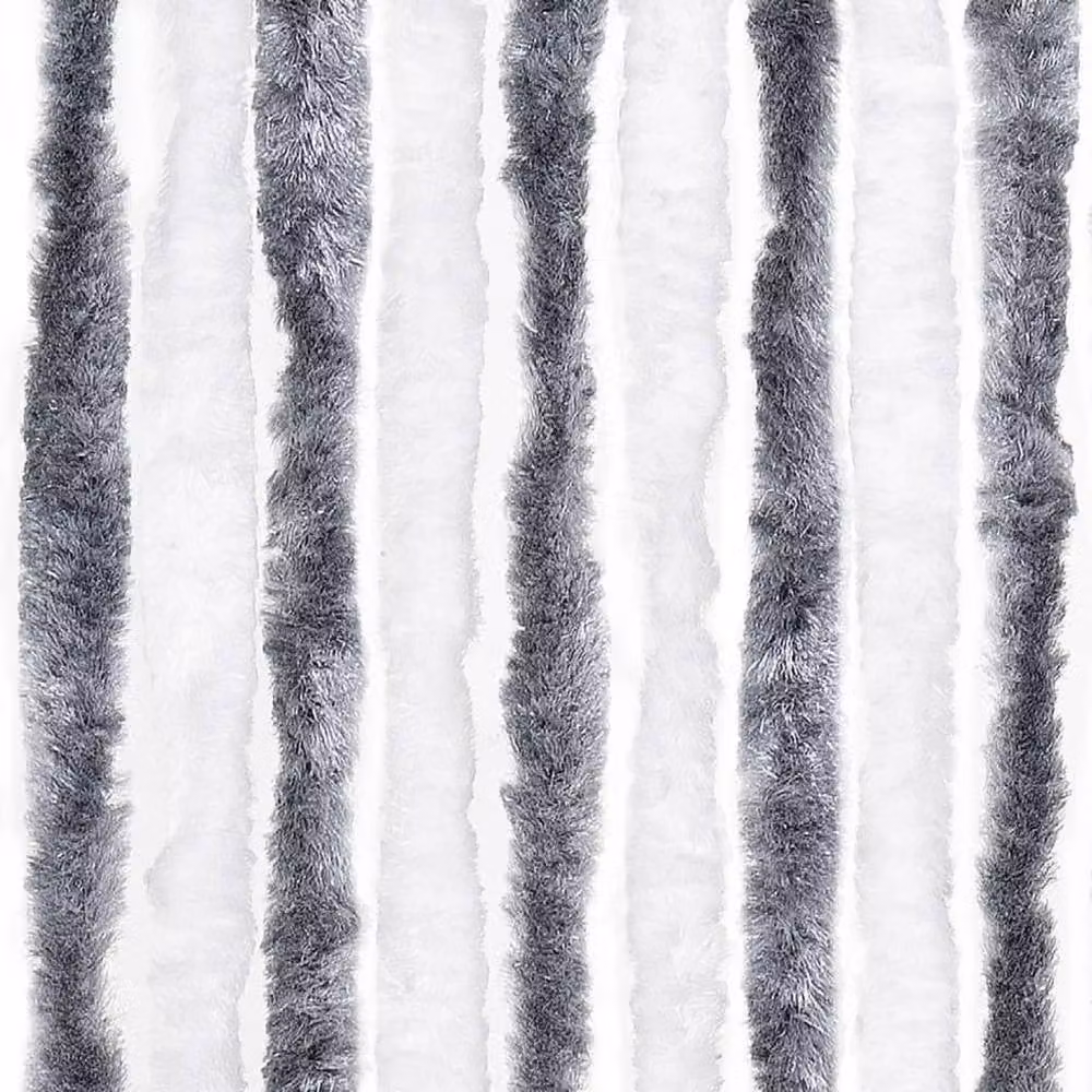 Berkfield Home Grey and White Striped Chenille Insect Curtain, W: 90 cm, H: 200 cm – 5