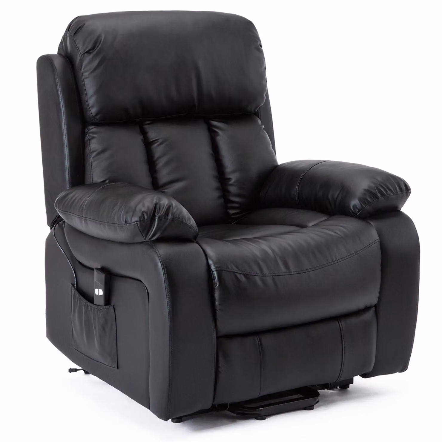 More4Homes Chester Single Motor Rise Recliner Heat and Massage Chair in Black Bonded Leather – 2