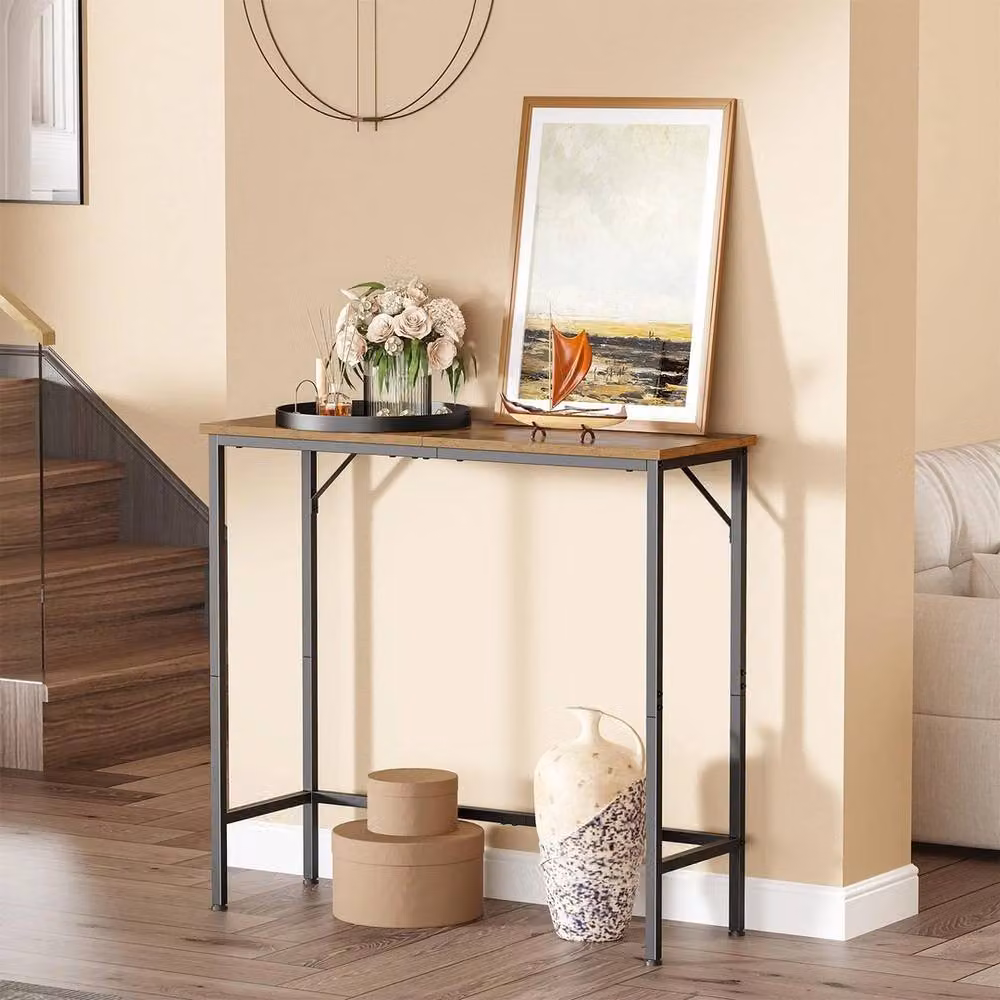FORGEVIO Rustic Brown Slim Console Table, W/D/H: 75 x 24 x 75 cm – 2