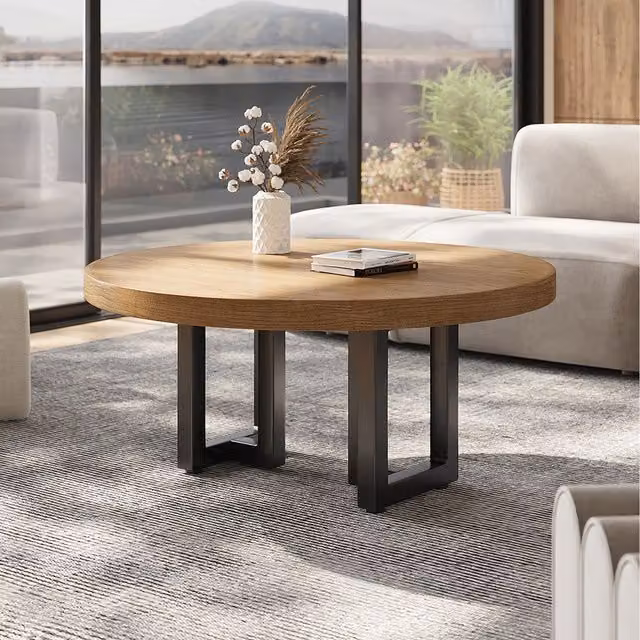 Livingandhome Set of 2 T-Shaped Industrial Metal Table Legs in Black, Height: 30 cm