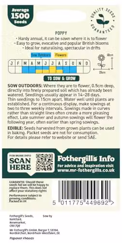 Mr Fothergill's Oh Sow Simple Wildflower Poppy Mixed Colour Flower Seeds – 2