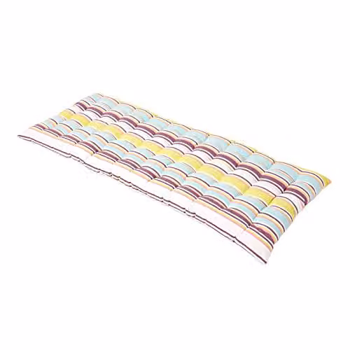 Homescapes Green Striped 2 Seater Garden Bench Cushion, Cotton, Width: 108 cm, Depth: 42 cm