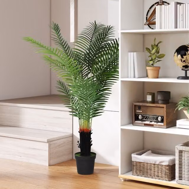 HOMCOM 175cm Artificial Areca Palm Tree with Green Leaves and Flocked Soil