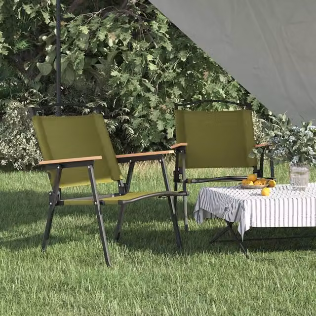 Berkfield Home Green Oxford Fabric Camping Chairs, 2 Pack, W/D/H: 54 x 55 x 78 cm – 1