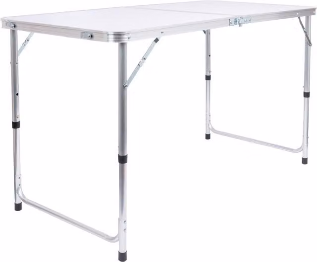 Harbour Housewares Height Adjustable Aluminium Folding Picnic Table in White