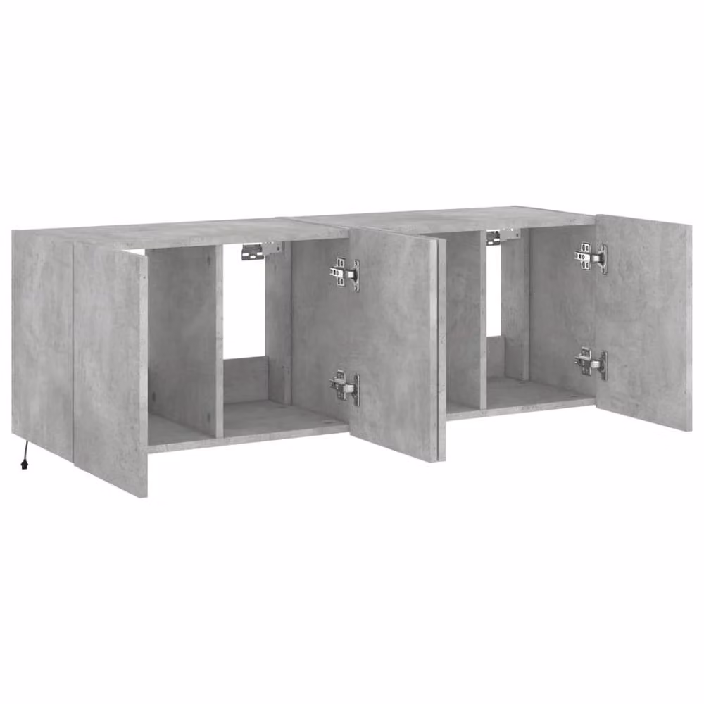 Berkfield Home Set of 2 Modern Wall Mounted TV Cabinets with Integrated LED Lights in Concrete Grey, W/D/H: 60 x 35 x 41 cm – 5