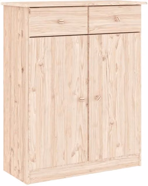 Berkfield Home ALTA Shoe Cabinet in Light Oak Solid Pine Wood, Brown, W/D/H: 77 x 35 x 96 cm
