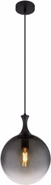 Netlighting Dalton Globe Pendant Light in Matt Black with Smoke Glass Shade, E27 – 1