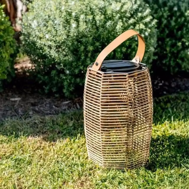 Better Garden Solar Rattan Lantern with Dusk Sensor in Brown or Grey