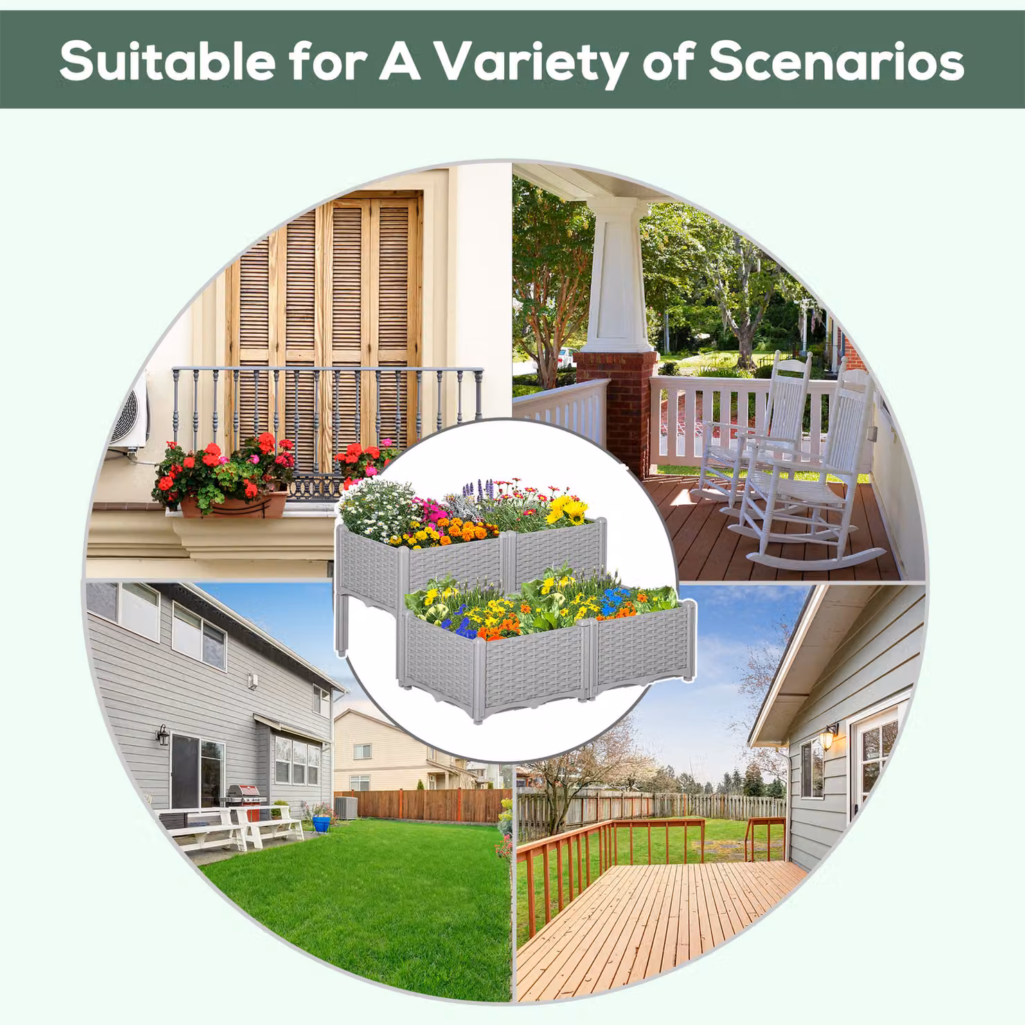 Outsunny Set of 4 Grey Raised Garden Planter Boxes for Vegetables and Plants – 4