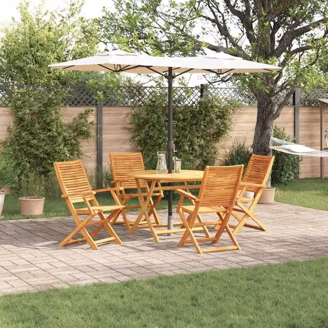 Berkfield Home 5 Piece Garden Dining Set in Brown Solid Acacia Wood – 1