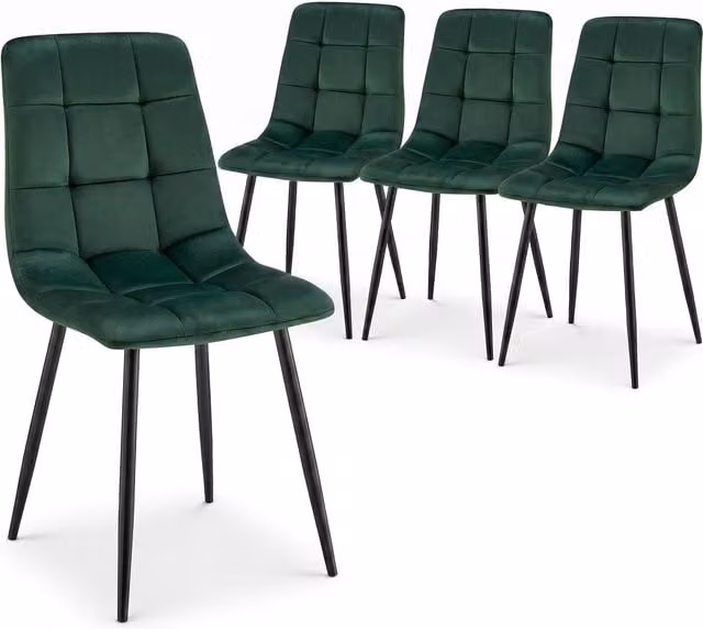 Bravich Modern Geometric Green Velvet Upholstered Dining Chair with Metal Frame