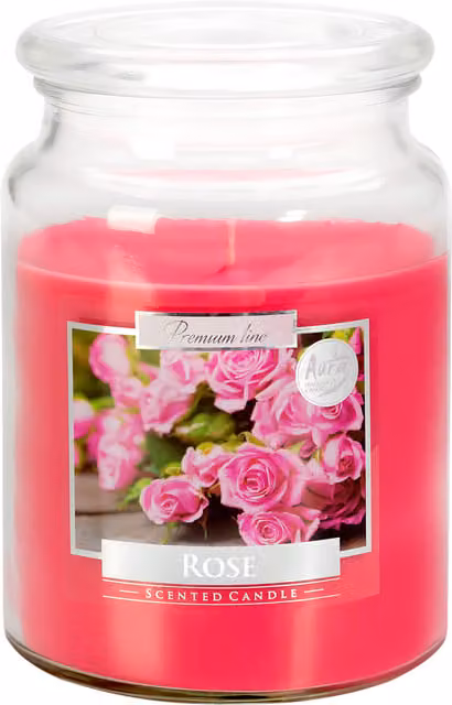 SolaDirect Rose Scented Floral Candle in Pink Glass Jar, 18oz with 100 Hour Burn Time