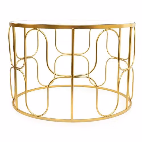Madison & Mayfair Gold Wavy Wire Coffee Table with Glass Top W/D/H: 60 x 60 x 40 cm – 1