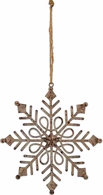 Lemon Pavilion Rustic White Hanging Geometric Snowflake Bauble Decoration W: 13 cm, H: 18 cm