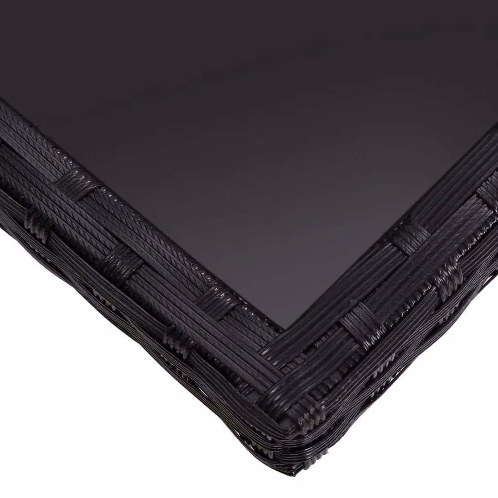Berkfield Home Outdoor Dining Table in Black Poly Rattan and Glass, W: 120 cm, D: 75 cm – 3