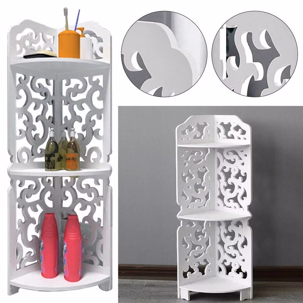 Kelvenix 3-Tier Freestanding Corner Storage Rack in White – 2