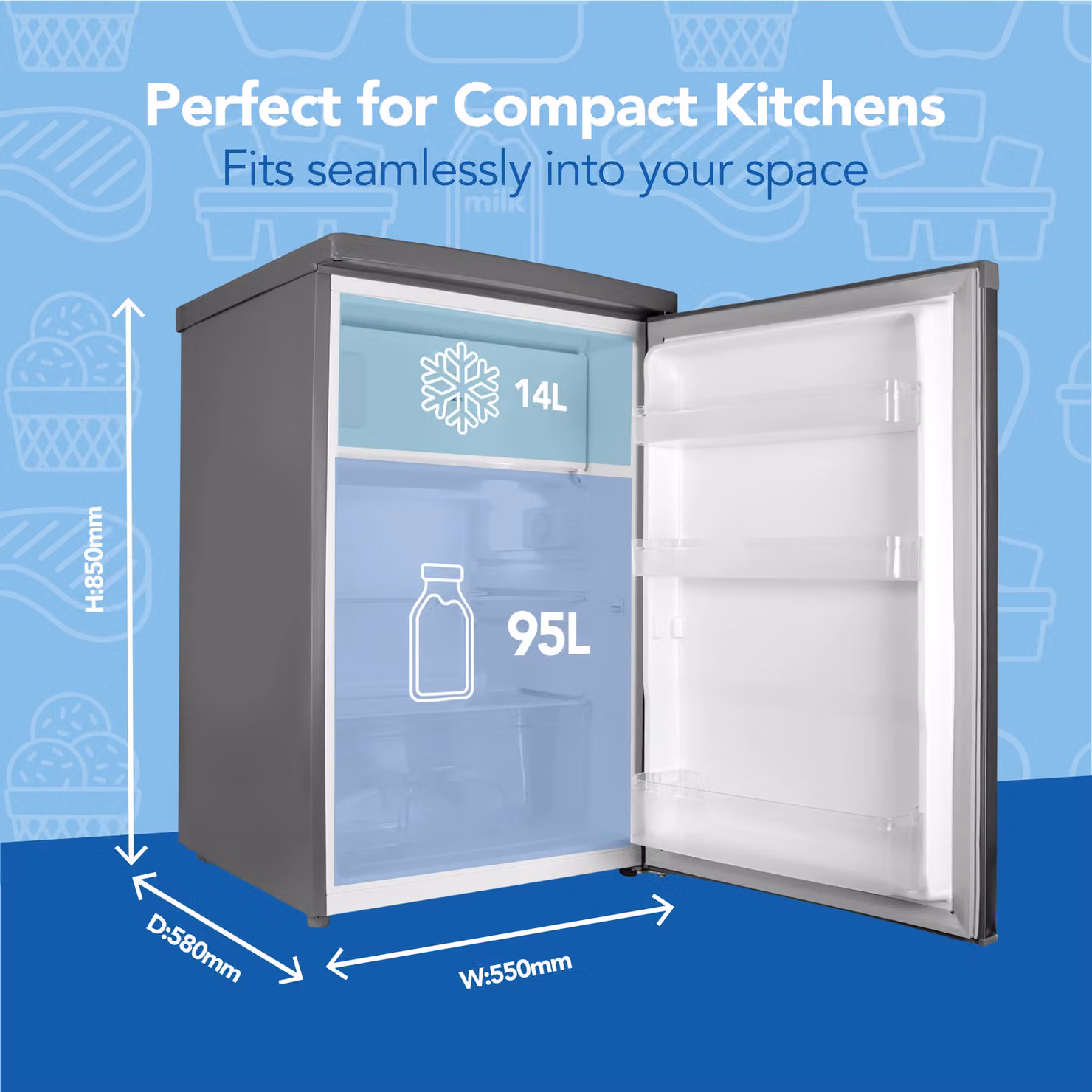 Igenix Silver Under Counter Fridge with 16 Litre Chill Box and 97 Litre Capacity – 3