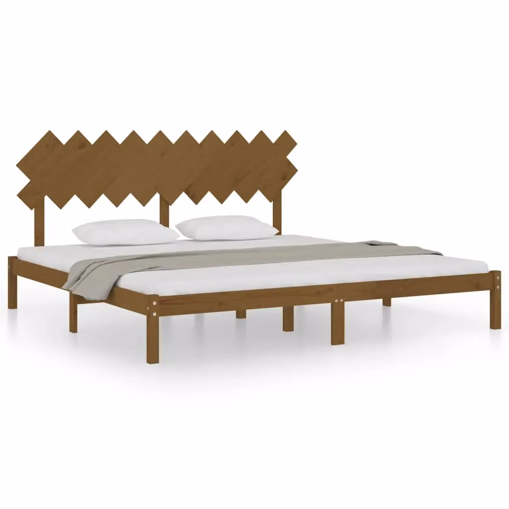 Berkfield Home Modern Solid Pine Wood Bed Frame in Honey Brown, 200 x 200 cm – 2