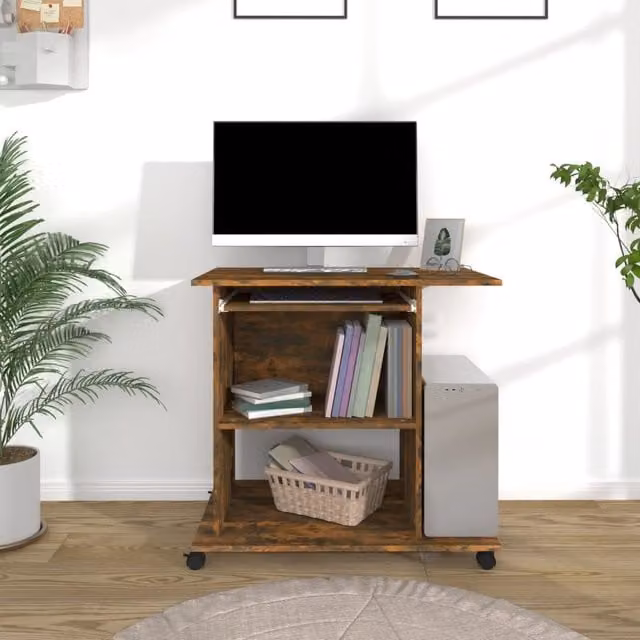 Berkfield Home Computer Desk in Smoked Oak Brown, W/D/H: 80 x 50 x 75 cm – 1