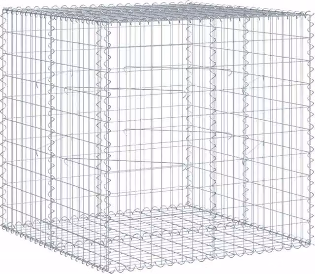 Berkfield Home Silver Galvanised Steel Gabion Basket with Cover, W/D/H: 100 x 100 x 100 cm