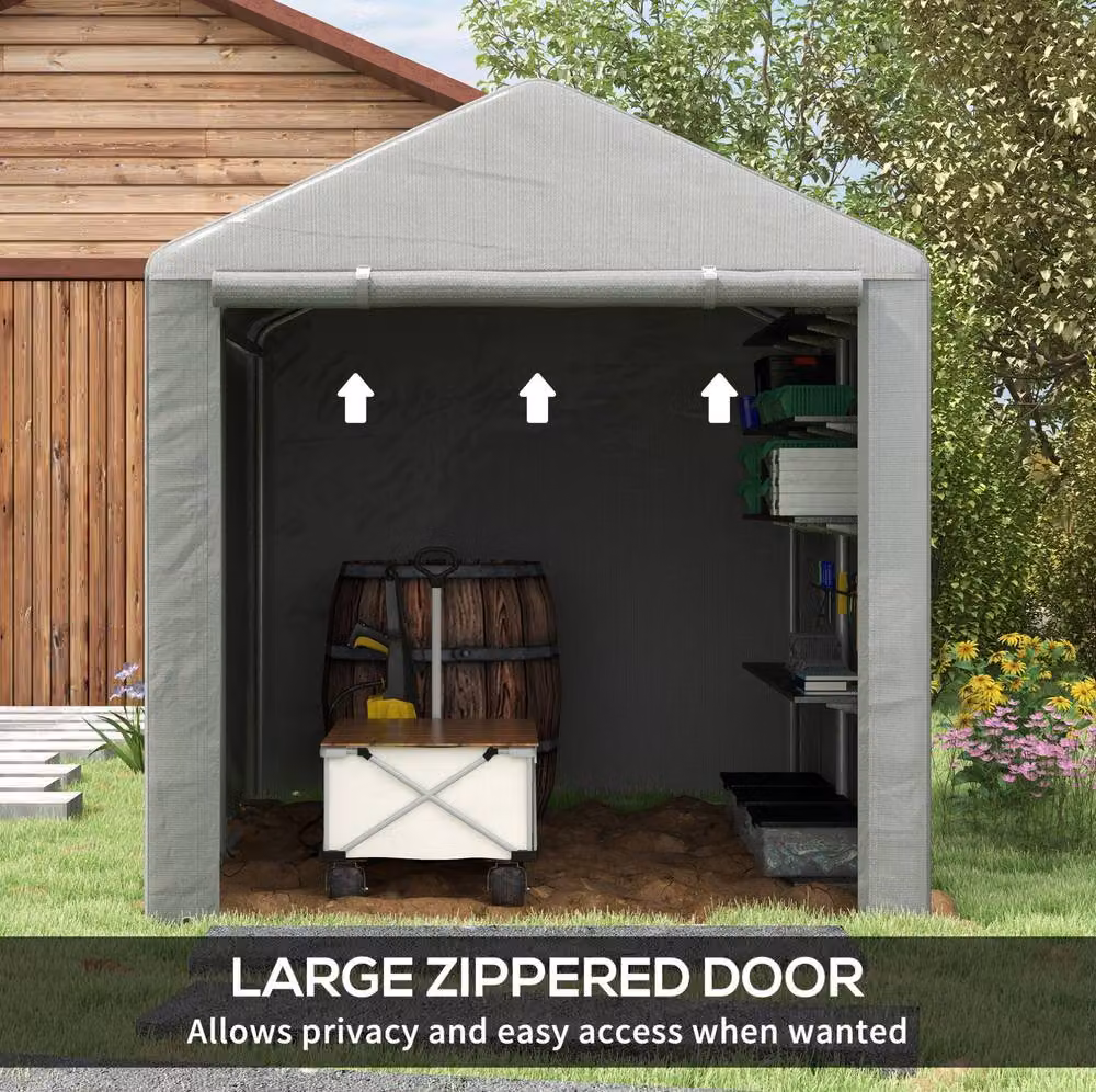 STILVORA Garden Storage Shed Tent in Grey with Zipped Door – 5