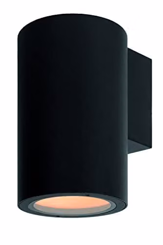 Lucide Volantis Modern Cylinder Wall Spotlight in Black for Indoor and Outdoor Use, IP54, E27
