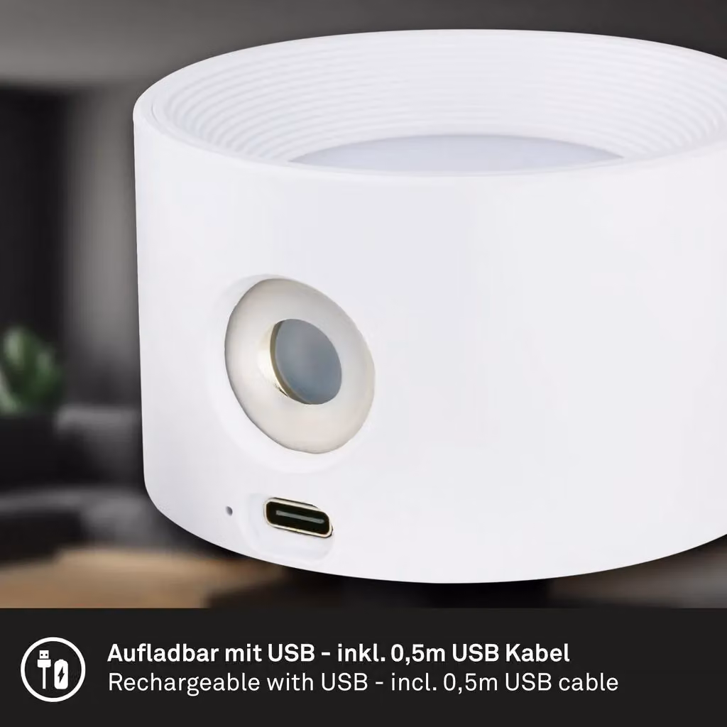 Briloner White Magnetic Rechargeable LED Wall Light with Dimmable Touch Control – 6