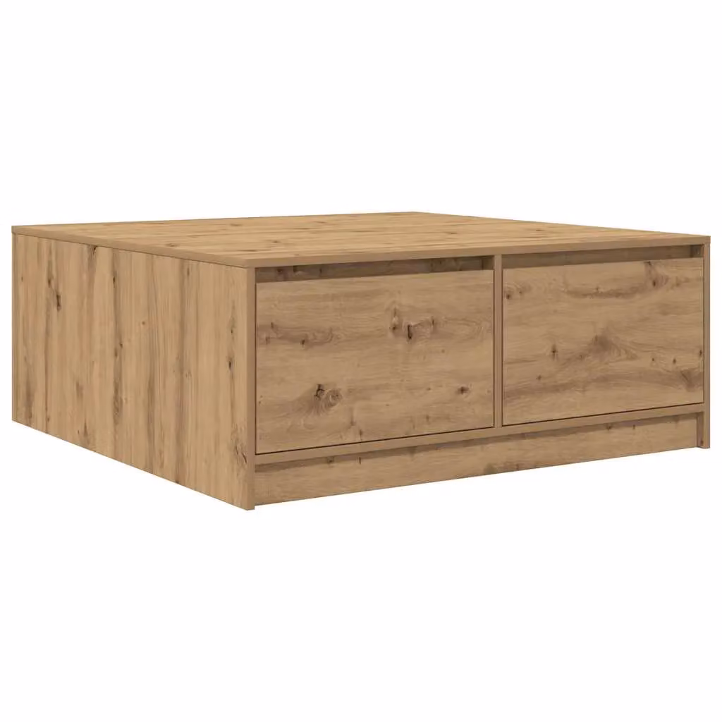 Berkfield Home Artisan Oak Coffee Table with Drawers in Brown, W/D/H: 100 x 100 x 40 cm – 2