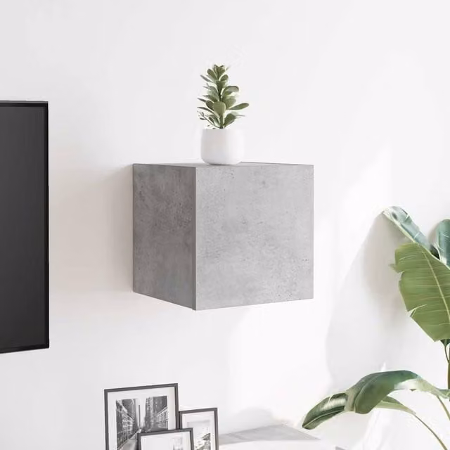 Berkfield Home Wall Mounted TV Cabinet in Concrete Grey, W/D/H: 30.5 x 30 x 30 cm – 1