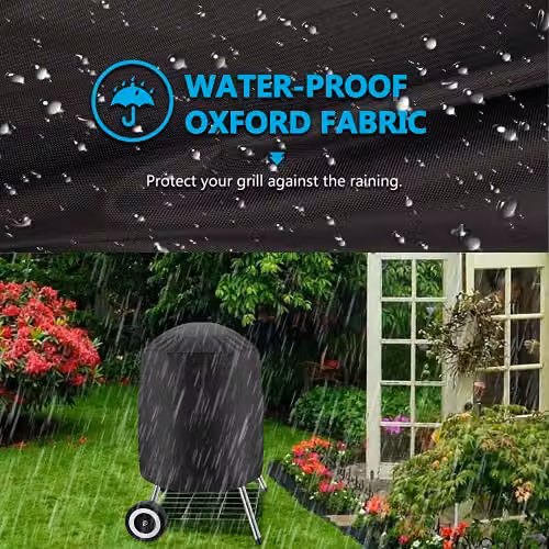 Chusstang Waterproof Oxford Heavy Duty Kettle BBQ Cover in Black, W/D/H: 71 x 68 x 71 cm – 3