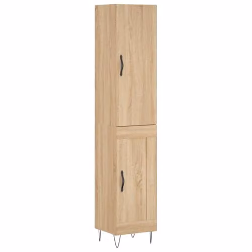 vidaXL Highboard in Brown Sonoma Oak, W/D/H: 34.5 x 34 x 180 cm