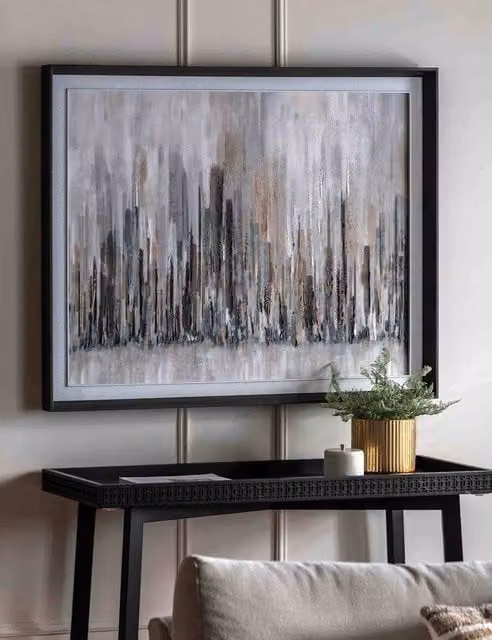 Gallery Direct Urban Silence Modern Abstract Framed Canvas Wall Art in Grey and Black