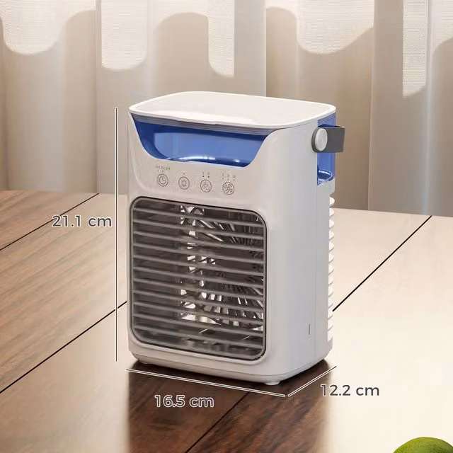 HOMCOM 3-Speed Desk Fan with Adjustable Head in Grey