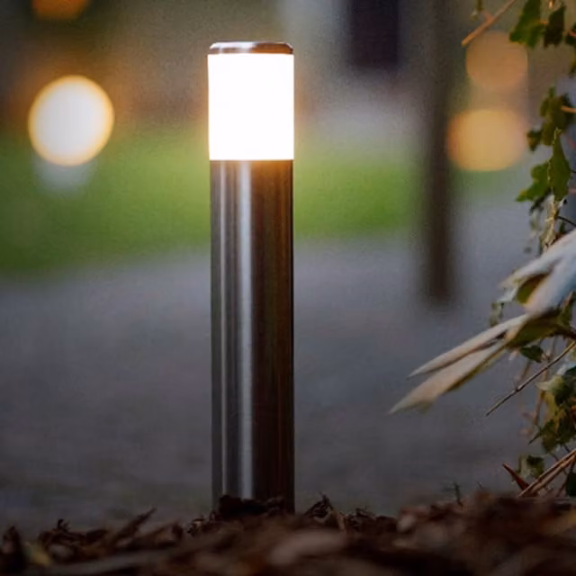 Ludeco Sten 1W 12V LED Outdoor Post Light in Stainless Silver